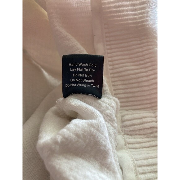 POL Jacket Womens M Ivory White Corduroy Raw Edge Cotton Trucker Puff Sleeve - Picture 11 of 11